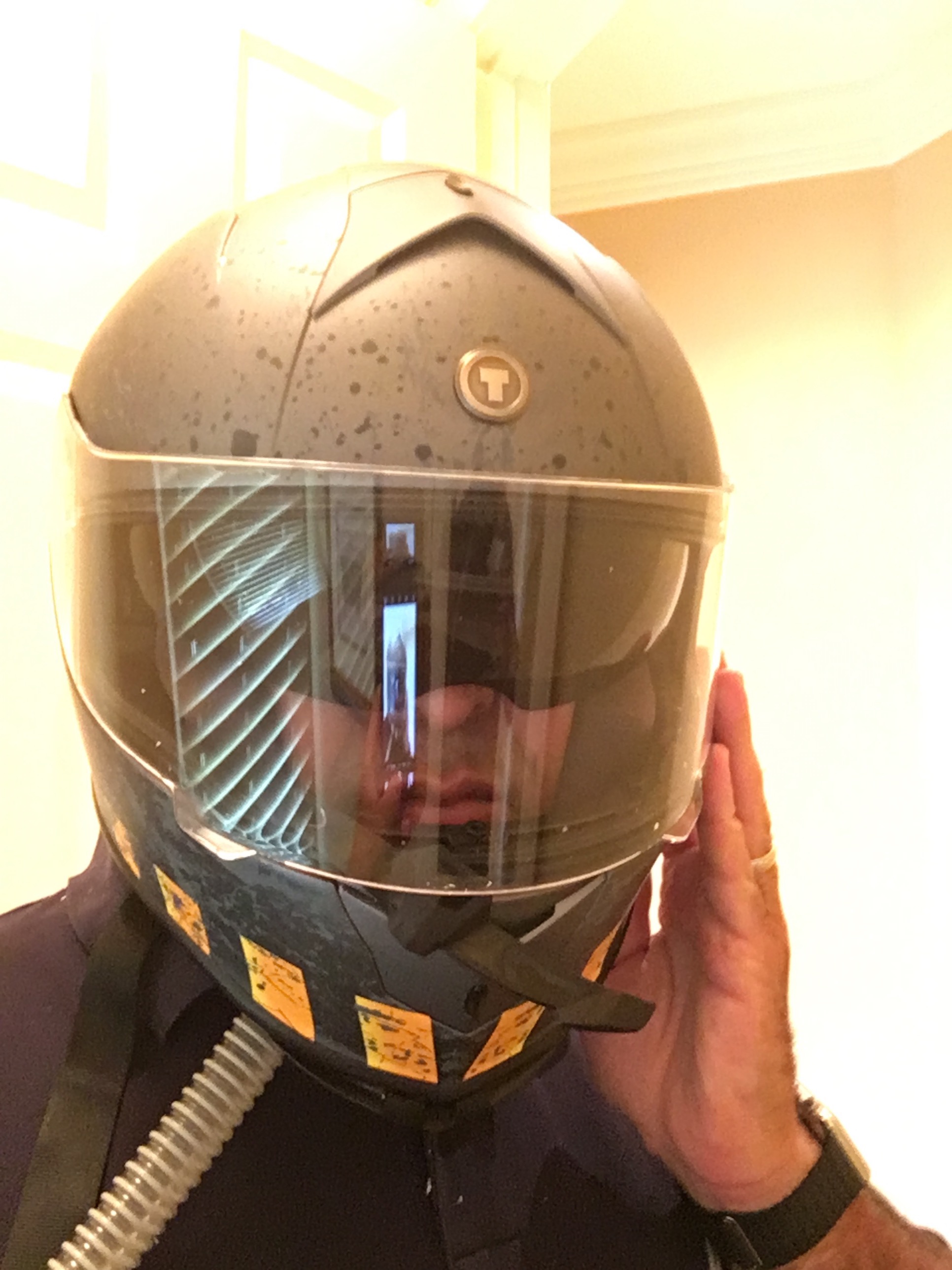 Me with my climate-controlled hostile environment helmet invention.