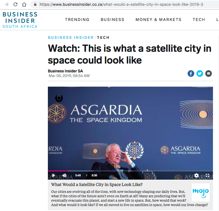 Asgardia mentioned in Business Insider