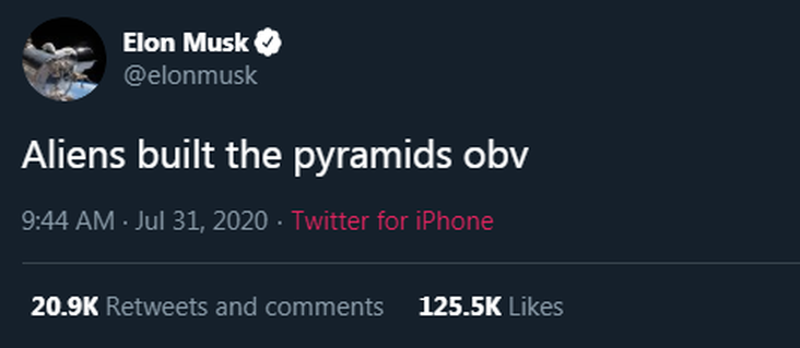 Elon Musk claimed pyramids were built by aliens