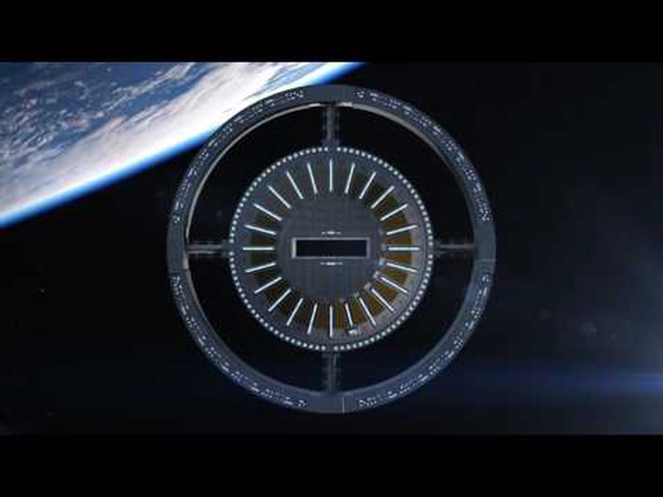 Beautiful visualization of the concept of an orbital hotel with microgravity combined with a scientific station