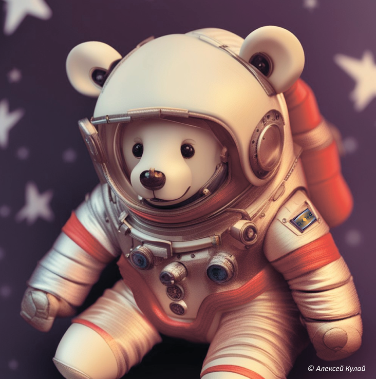 Children's toy teddy bear astronaut