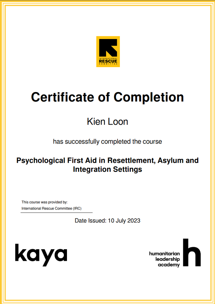 IRC Psychological First Aid Certificate