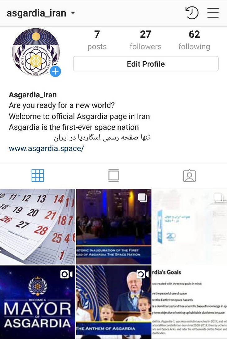Good News,
 Follow the official Asgardia page in Iran