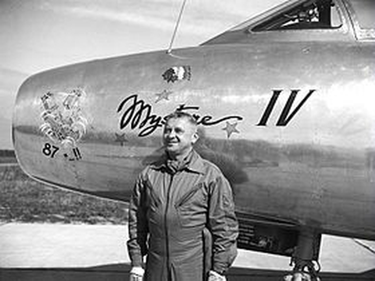 Constantin rozanoff was the pilot of this aircraft calLed mYstere IV
 This aircraft was the first french aircraft able to break the sound barrier