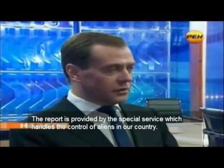 Russian PM and former President Dmitry Medvedev spoke about aliens to a reporter on December 7th 2012.