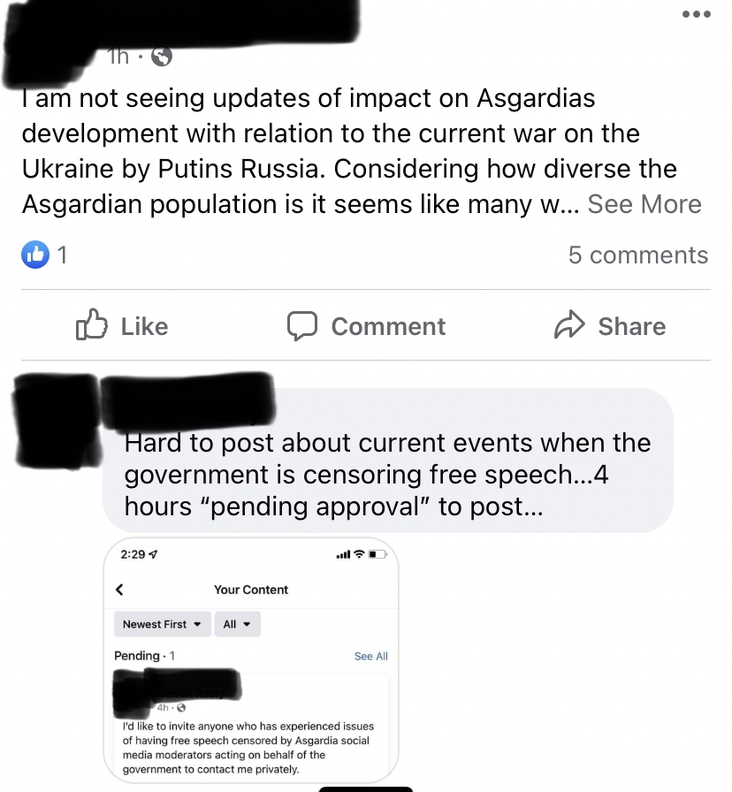 Asgardian Government & Censorship