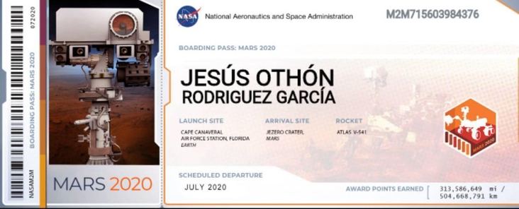 DUKE. SGM. Dr. JESUS OTHON RODRIGUEZ GARCIA  GO TO MARS IN JULY 2020