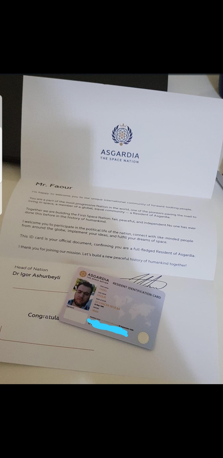 I have just recieved my Asgardia´s resident card !