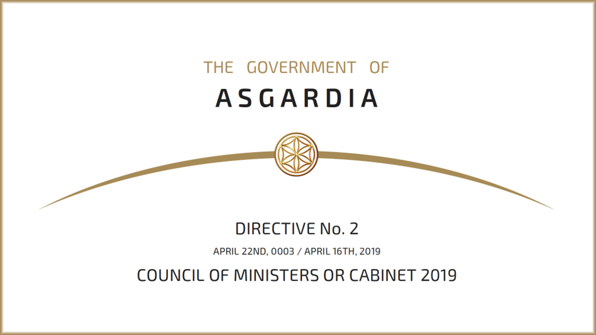 Directive 2 Council Of Ministers Or Cabinet 2019 Asgardia The