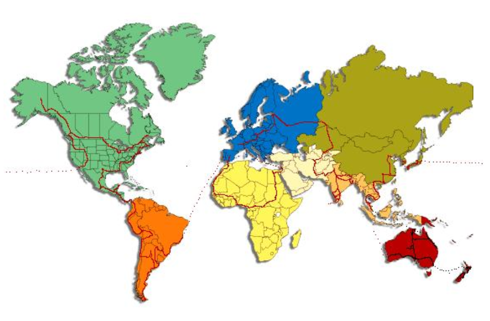 World Map. Europe Asia America Map.